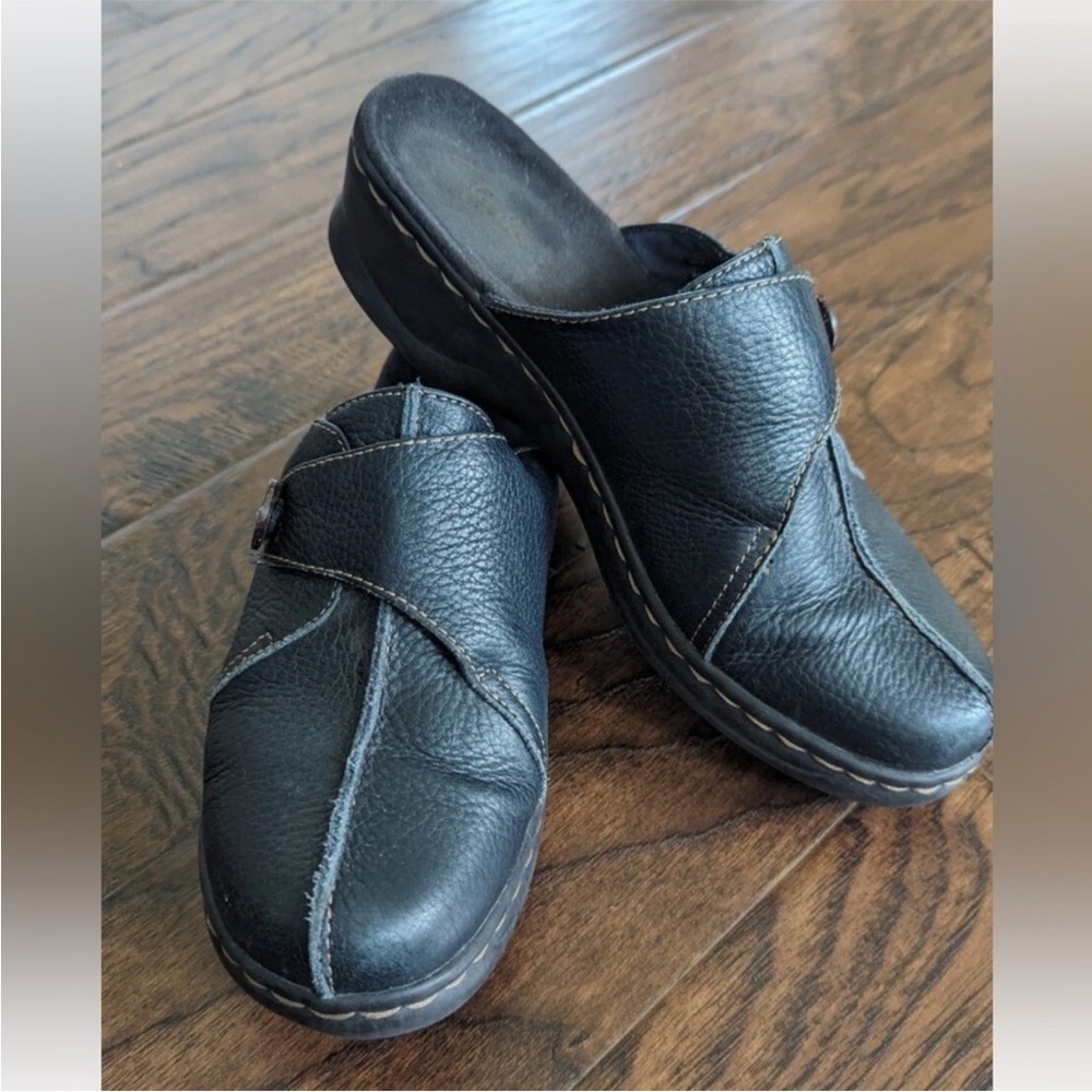 Clark’s Leather Comfort Mules • Slip-on Bendable Clogs • Everyday Walking Shoe 9